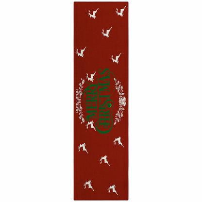 Wonderland Merry Christmas Red Polyester Area Rug | Plow & Hearth