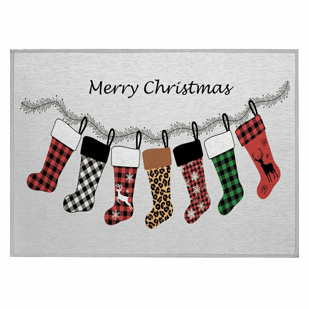 Wonderland Stockings Polyester Area Rug | Plow & Hearth
