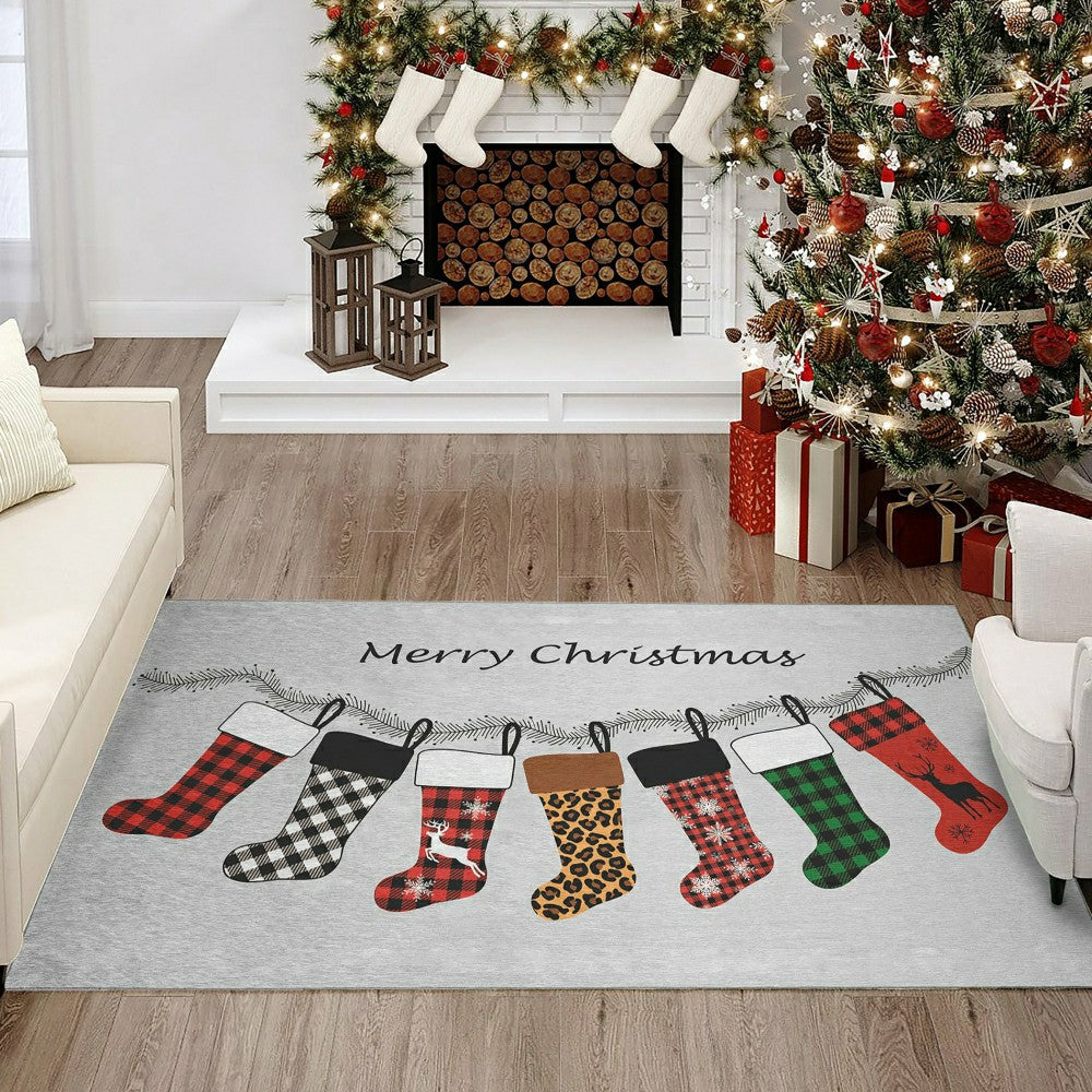 Wonderland Stockings Polyester Area Rug | Plow & Hearth