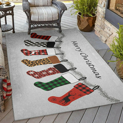Wonderland Stockings Polyester Area Rug | Plow & Hearth