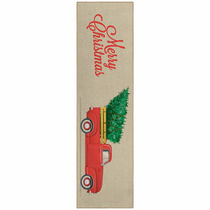 Wonderland Merry Christmas Truck Polyester Area Rug | Plow & Hearth