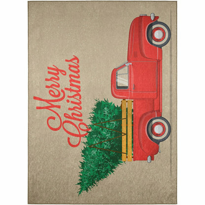 Wonderland Merry Christmas Truck Polyester Area Rug | Plow & Hearth