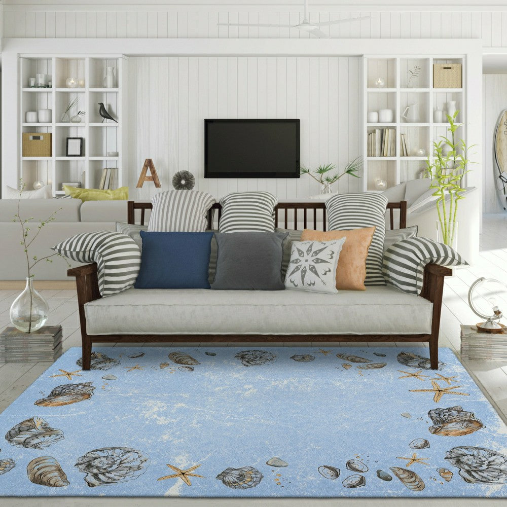Seabreeze Seashell Polyester Area Rug | Plow & Hearth