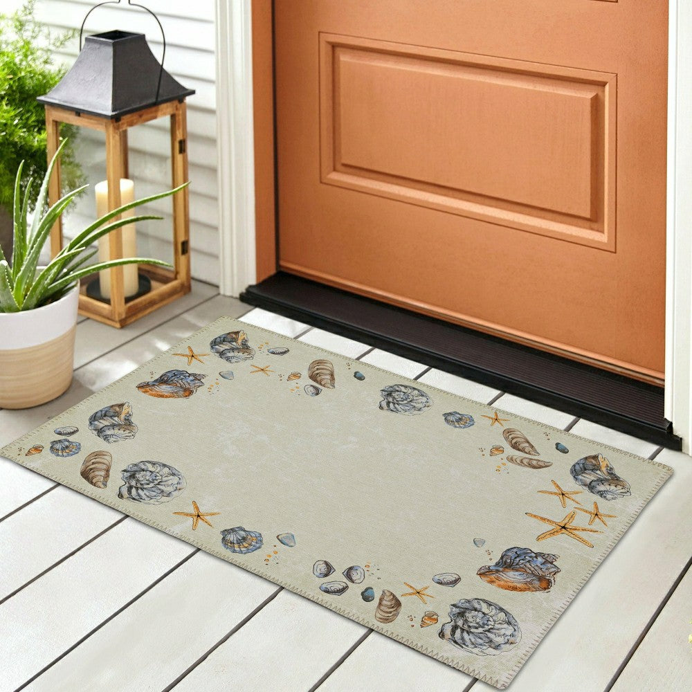 Seabreeze Seashell Polyester Area Rug | Plow & Hearth