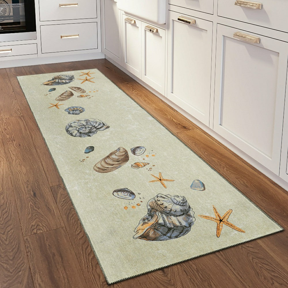 Seabreeze Seashell Polyester Area Rug | Plow & Hearth