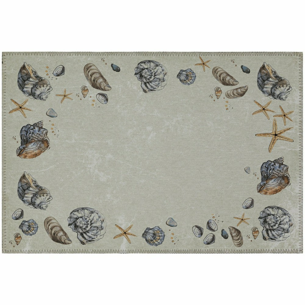Seabreeze Seashell Polyester Area Rug | Plow & Hearth