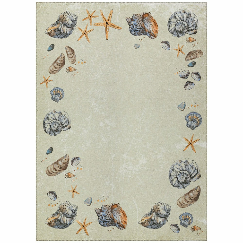 Seabreeze Seashell Polyester Area Rug | Plow & Hearth