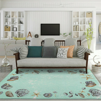 Seabreeze Seashell Polyester Area Rug | Plow & Hearth