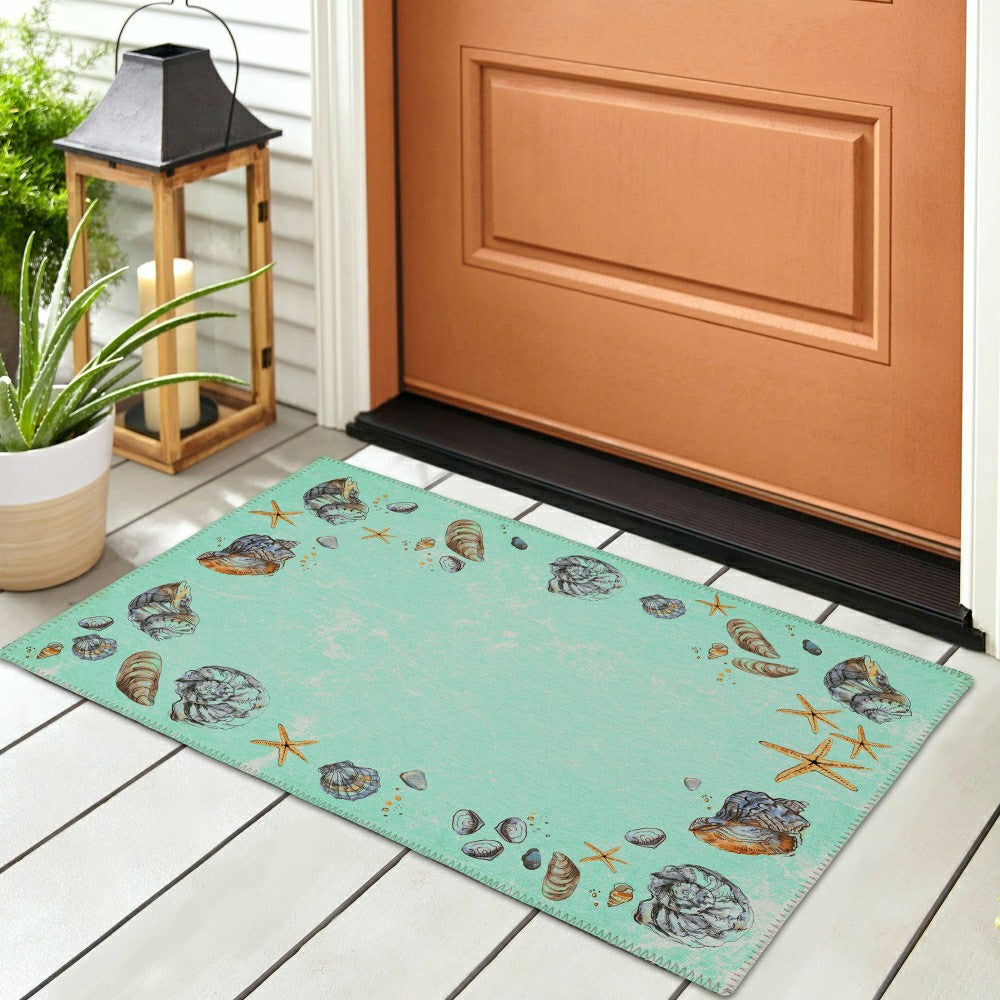 Seabreeze Seashell Polyester Area Rug | Plow & Hearth