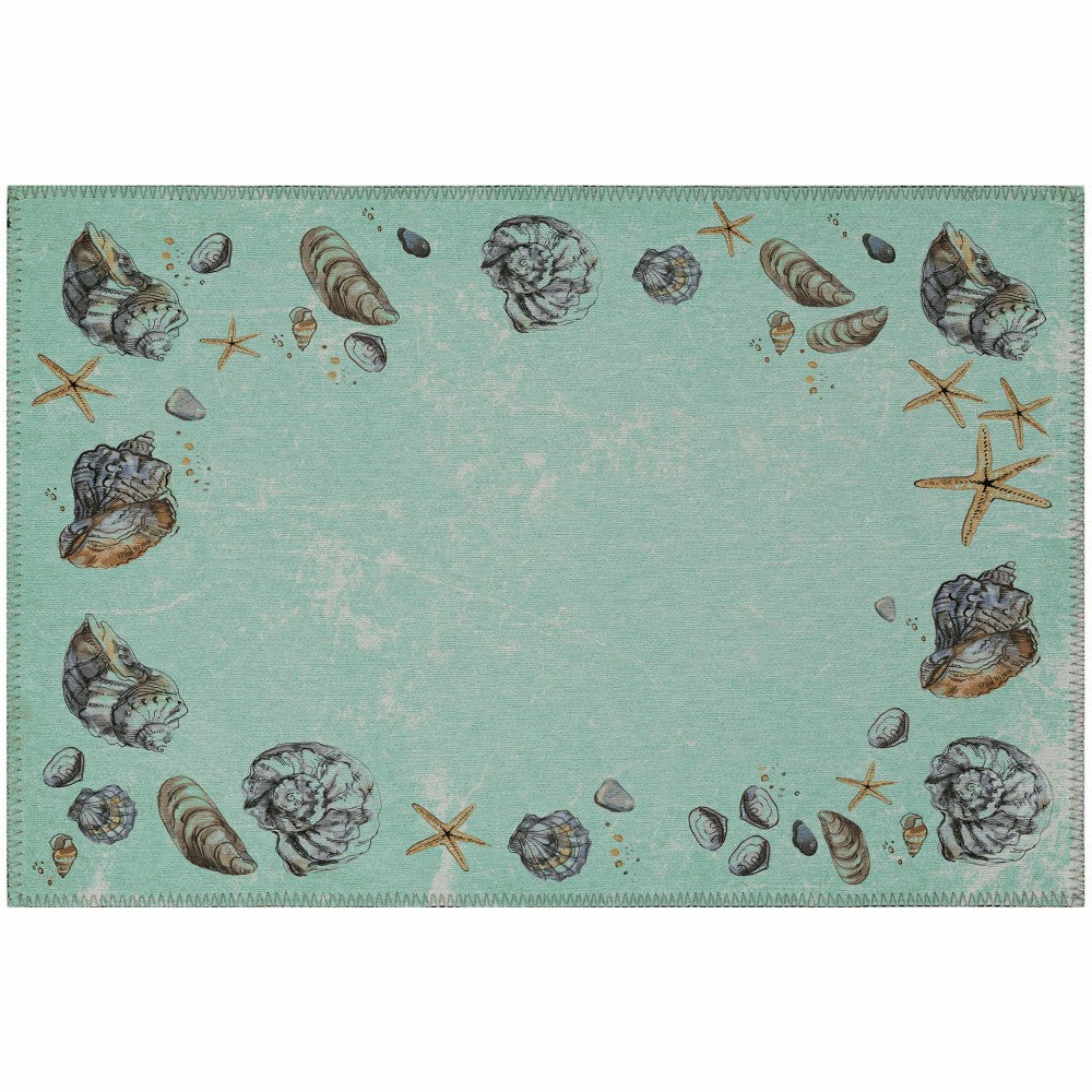 Seabreeze Seashell Polyester Area Rug | Plow & Hearth