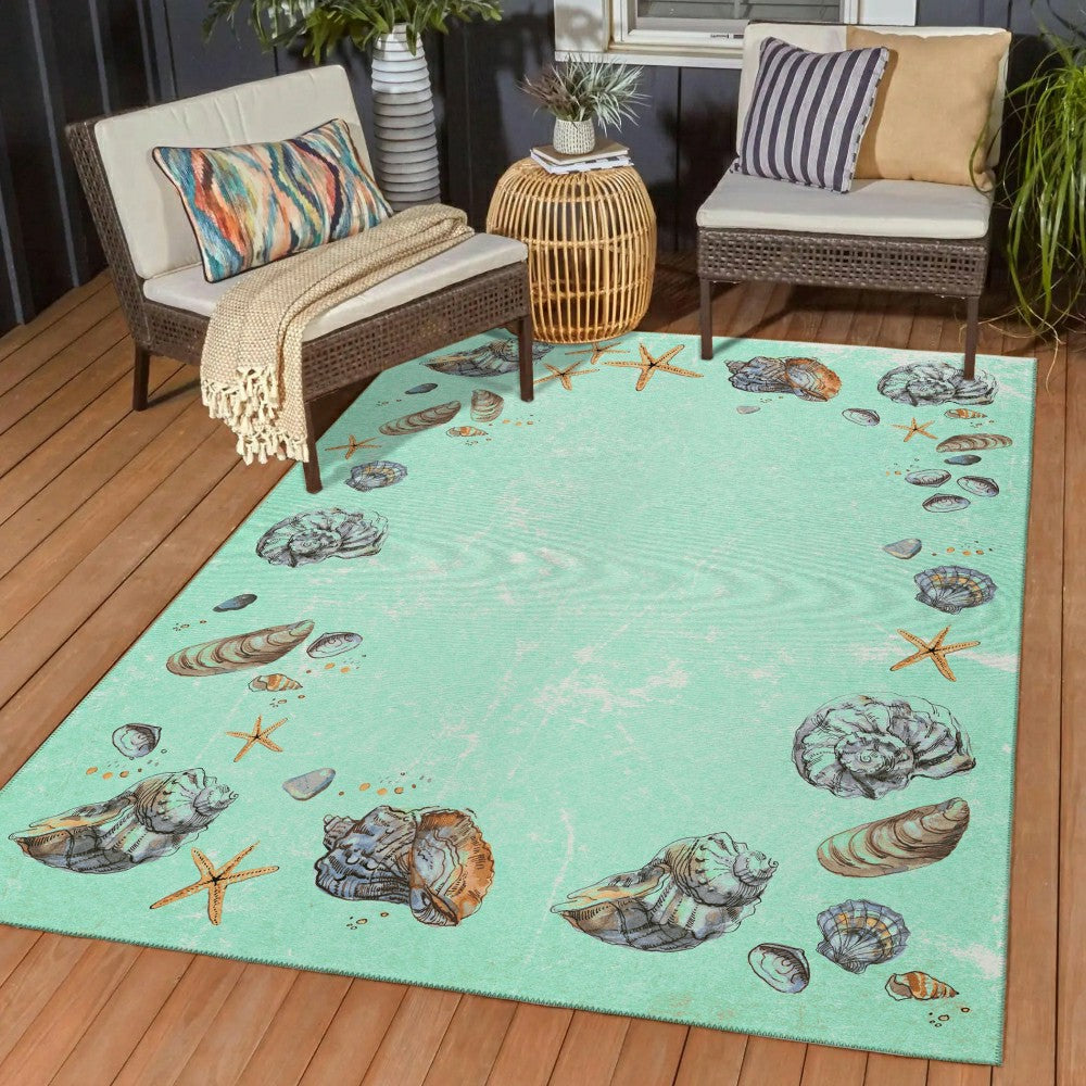 Seabreeze Seashell Polyester Area Rug | Plow & Hearth