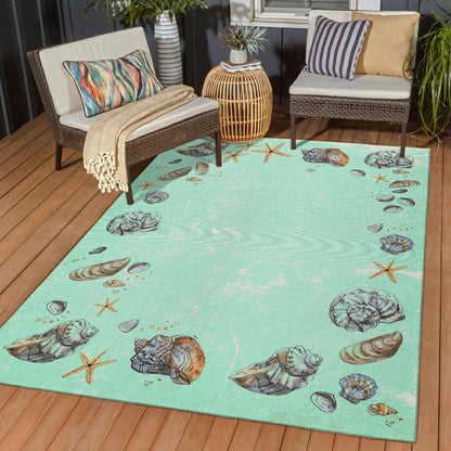Seabreeze Seashell Polyester Area Rug | Plow & Hearth