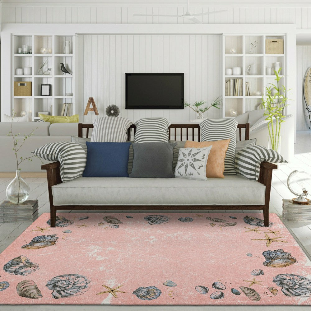 Seabreeze Seashell Polyester Area Rug | Plow & Hearth