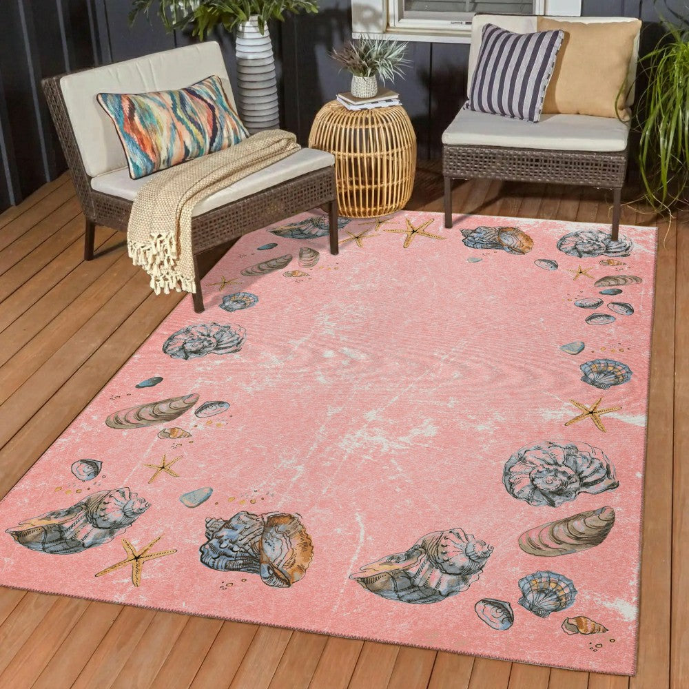 Seabreeze Seashell Polyester Area Rug | Plow & Hearth