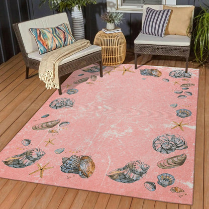 Seabreeze Seashell Polyester Area Rug | Plow & Hearth