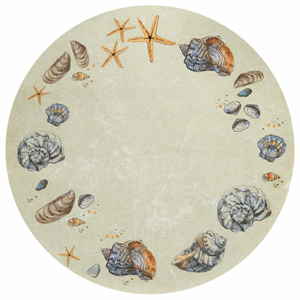 Seabreeze Seashell Polyester Area Rug | Plow & Hearth