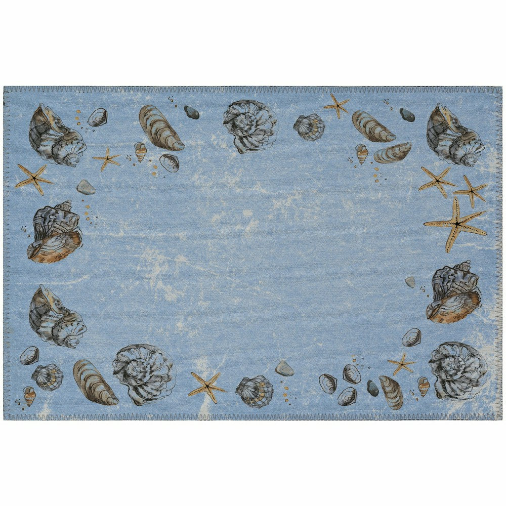 Seabreeze Seashell Polyester Area Rug | Plow & Hearth