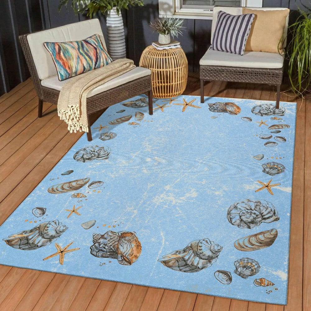 Seabreeze Seashell Polyester Area Rug | Plow & Hearth