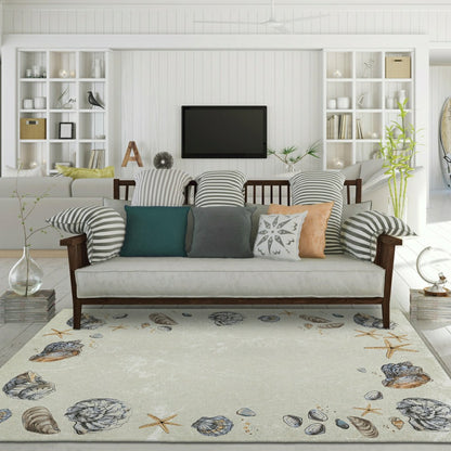 Seabreeze Seashell Polyester Area Rug | Plow & Hearth