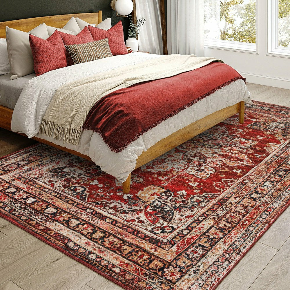 Jericho Red Polyester Area Rug | Plow & Hearth