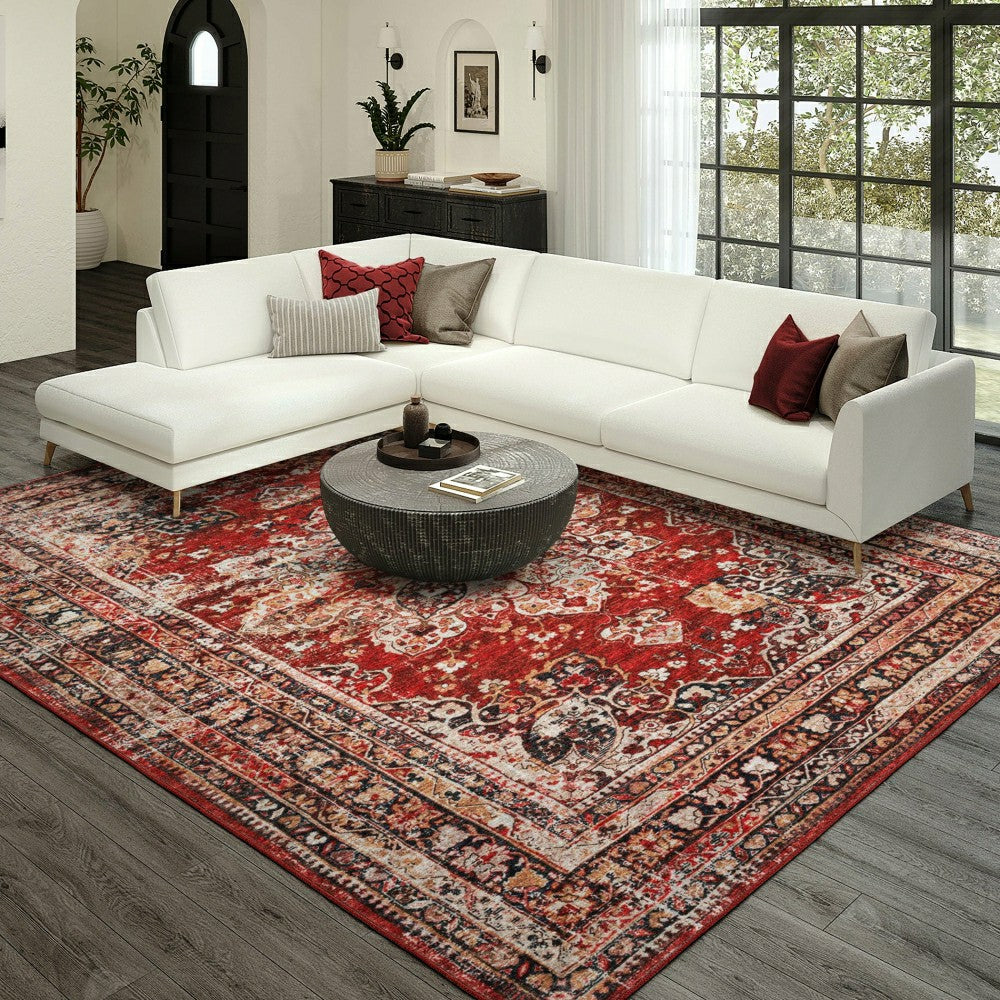 Jericho Red Polyester Area Rug | Plow & Hearth