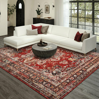 Jericho Red Polyester Area Rug | Plow & Hearth