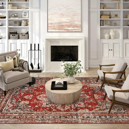 Jericho Red Polyester Area Rug | Plow & Hearth