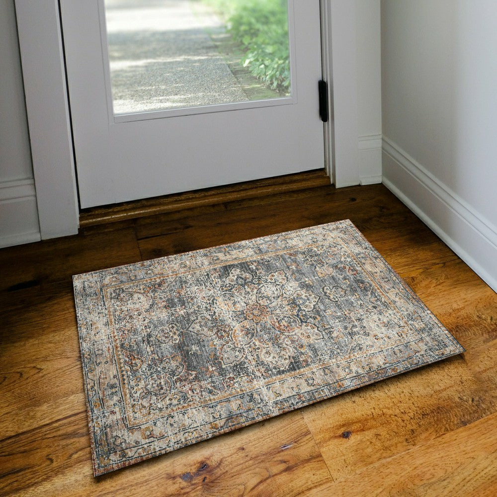 Jericho Charcoal Polyester Area Rug | Plow & Hearth