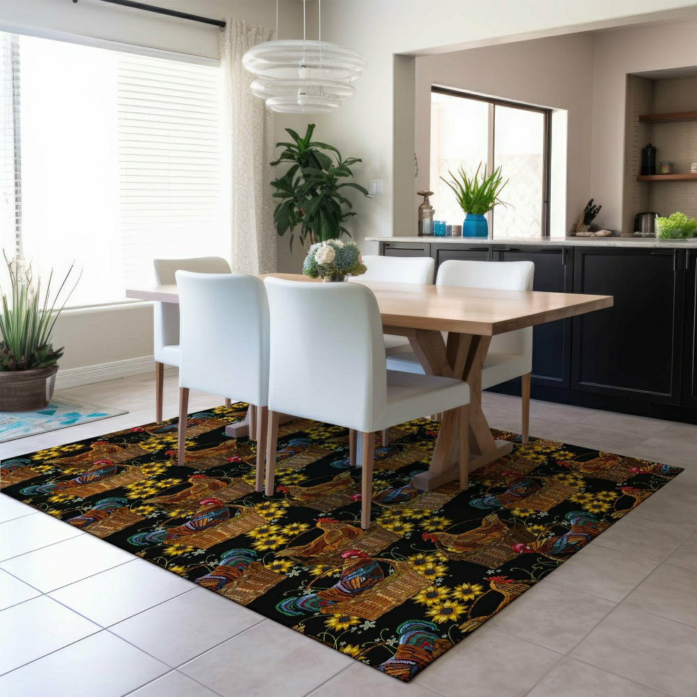 Kendall Farmhouse Rooster Polyester Area Rug | Plow & Hearth