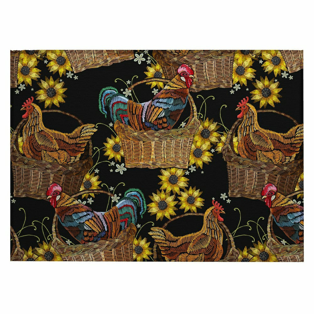 Kendall Farmhouse Rooster Polyester Area Rug | Plow & Hearth