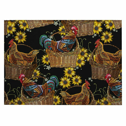 Kendall Farmhouse Rooster Polyester Area Rug | Plow & Hearth