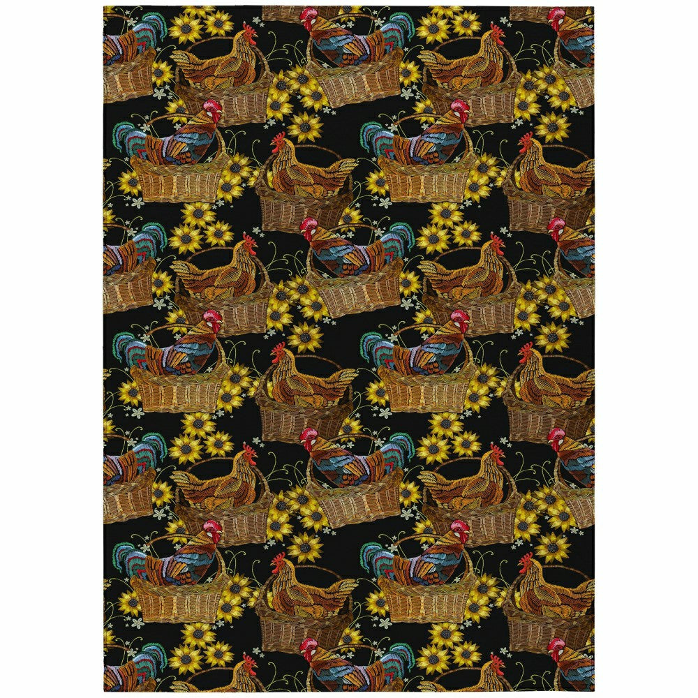 Kendall Farmhouse Rooster Polyester Area Rug | Plow & Hearth