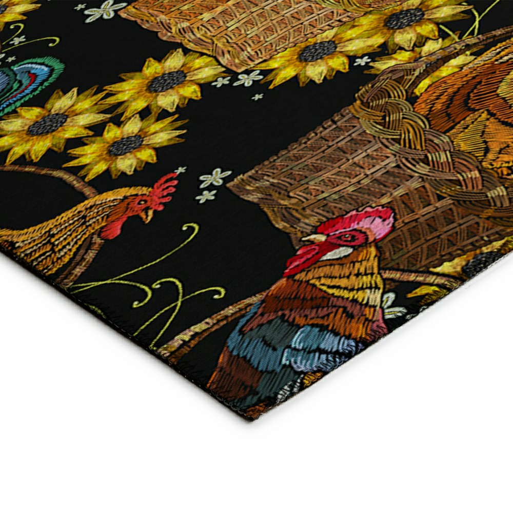 Kendall Farmhouse Rooster Polyester Area Rug | Plow & Hearth
