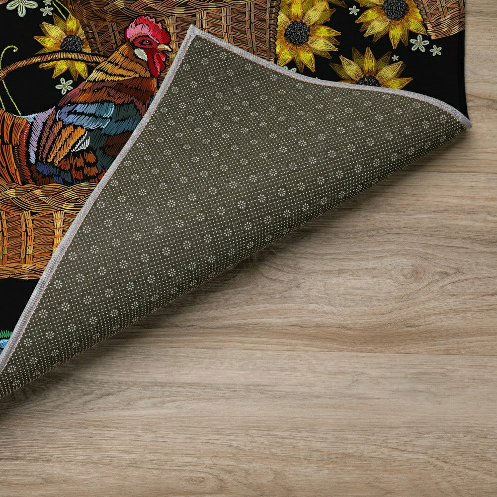 Kendall Farmhouse Rooster Polyester Area Rug | Plow & Hearth