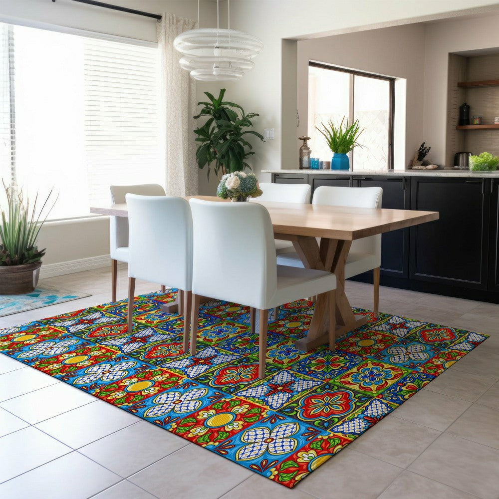 Kendall Talavera Inspired Polyester Area Rug | Plow & Hearth