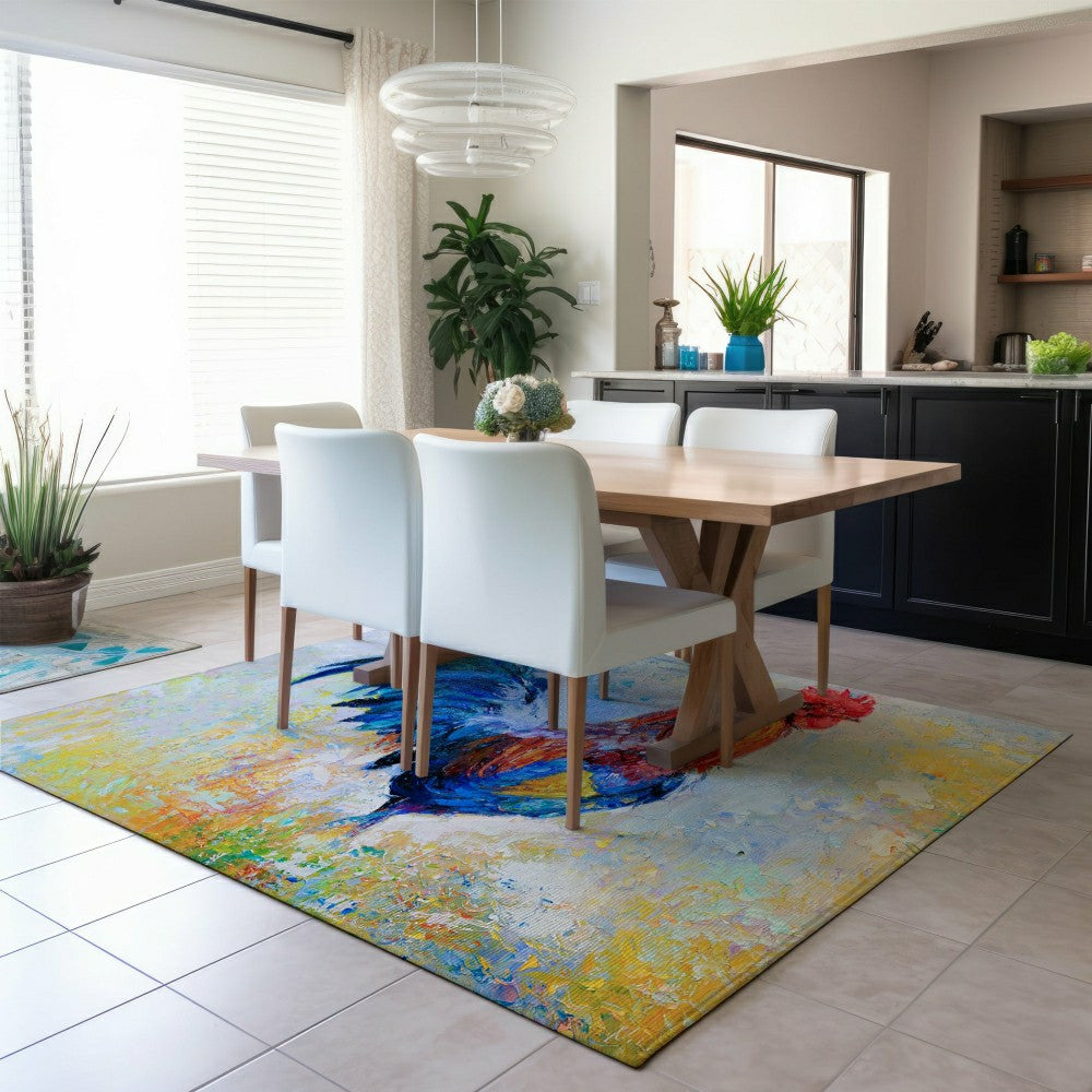 Kendall Roosters Polyester Area Rug | Plow & Hearth