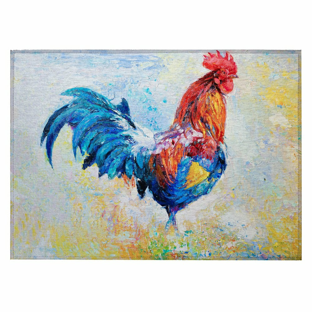 Kendall Roosters Polyester Area Rug | Plow & Hearth