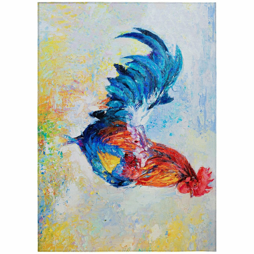 Kendall Roosters Polyester Area Rug | Plow & Hearth