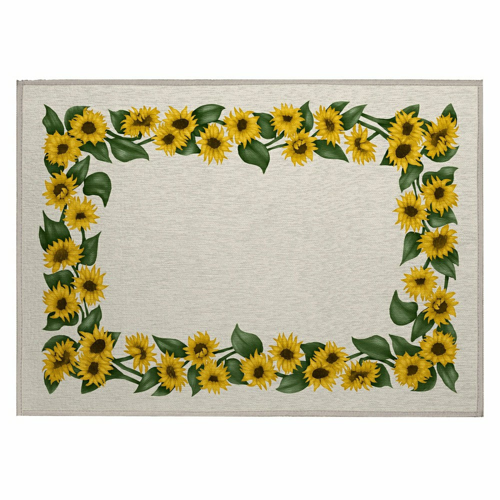 Kendall Sunflowers Borders Polyester Area Rug | Plow & Hearth