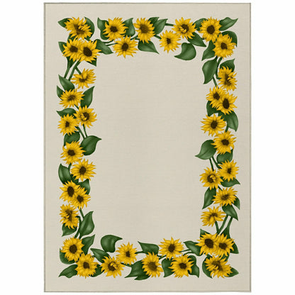 Kendall Sunflowers Borders Polyester Area Rug | Plow & Hearth