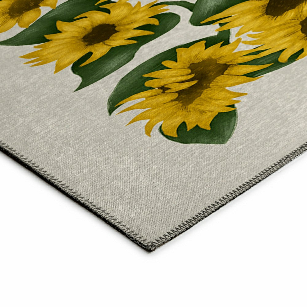 Kendall Sunflowers Borders Polyester Area Rug | Plow & Hearth