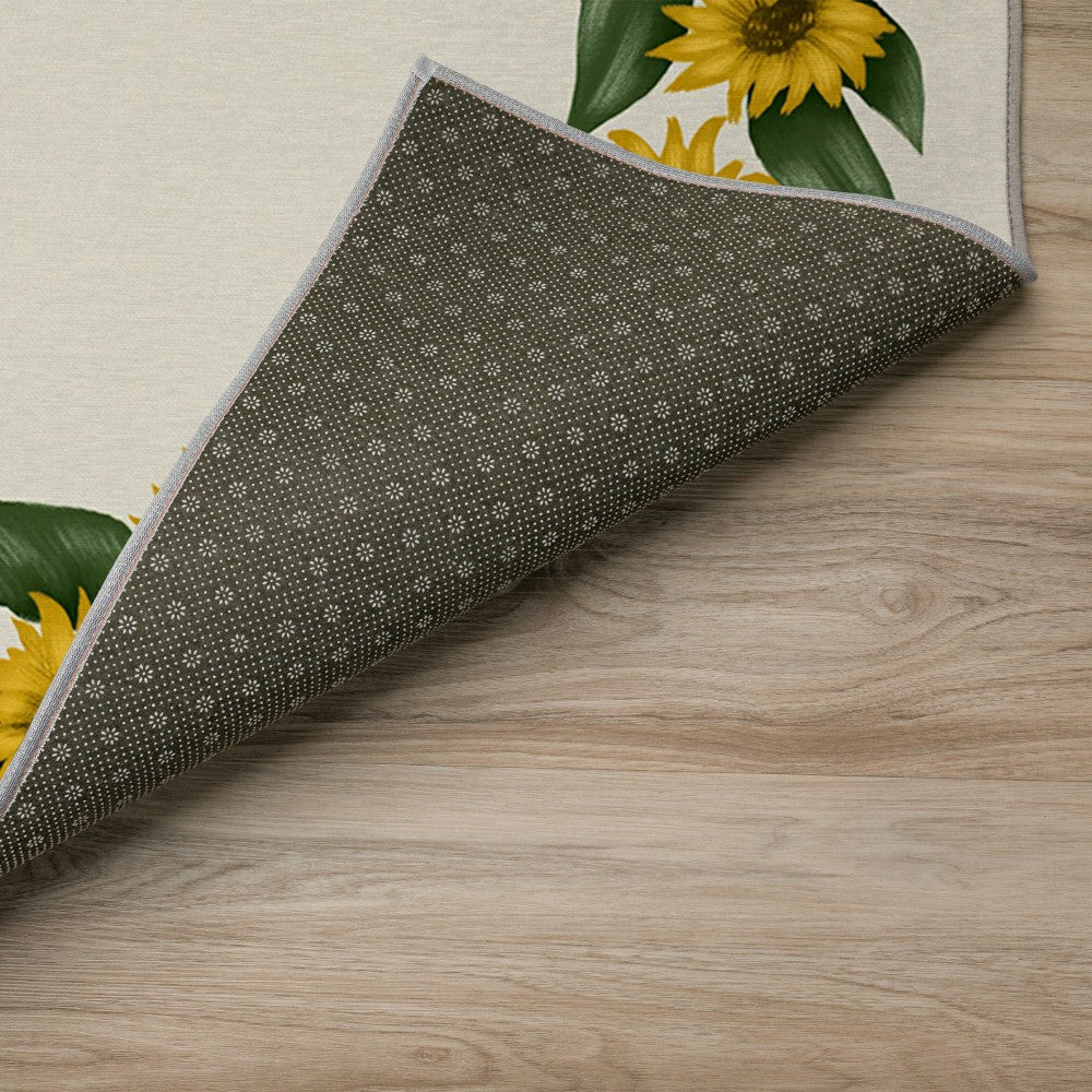 Kendall Sunflowers Borders Polyester Area Rug | Plow & Hearth