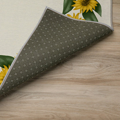 Kendall Sunflowers Borders Polyester Area Rug | Plow & Hearth