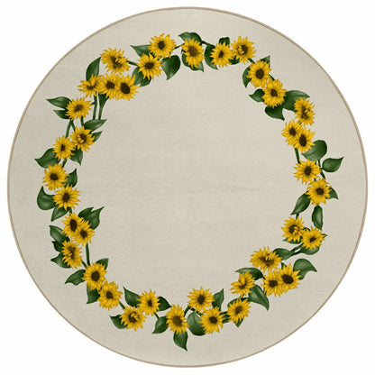 Kendall Sunflowers Borders Polyester Area Rug | Plow & Hearth