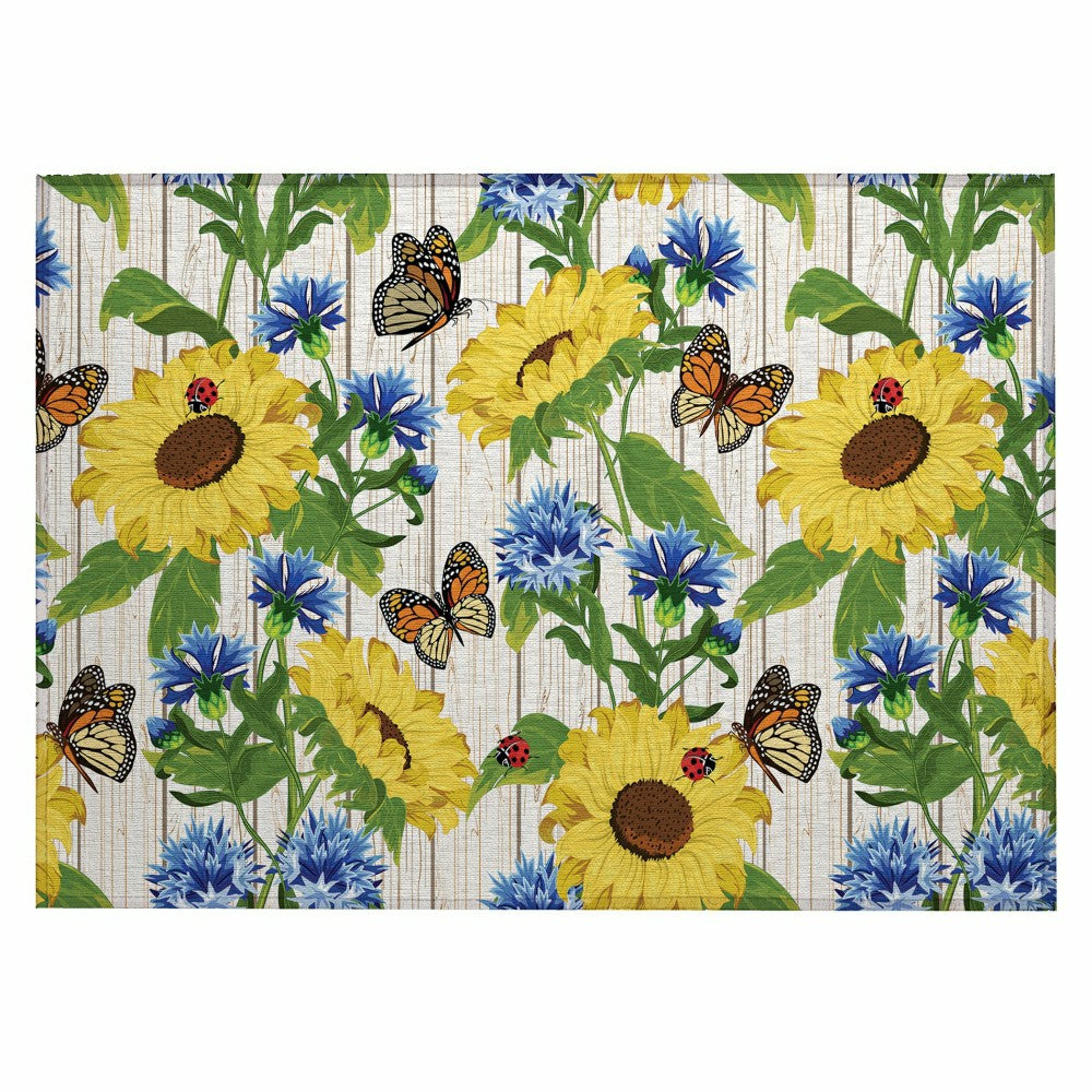 Kendall Sunflowers Polyester Area Rug | Plow & Hearth