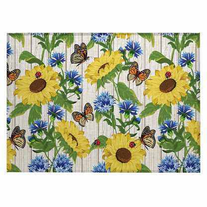 Kendall Sunflowers Polyester Area Rug | Plow & Hearth