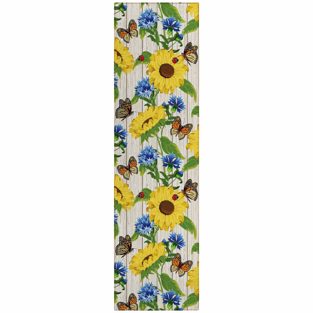 Kendall Sunflowers Polyester Area Rug | Plow & Hearth