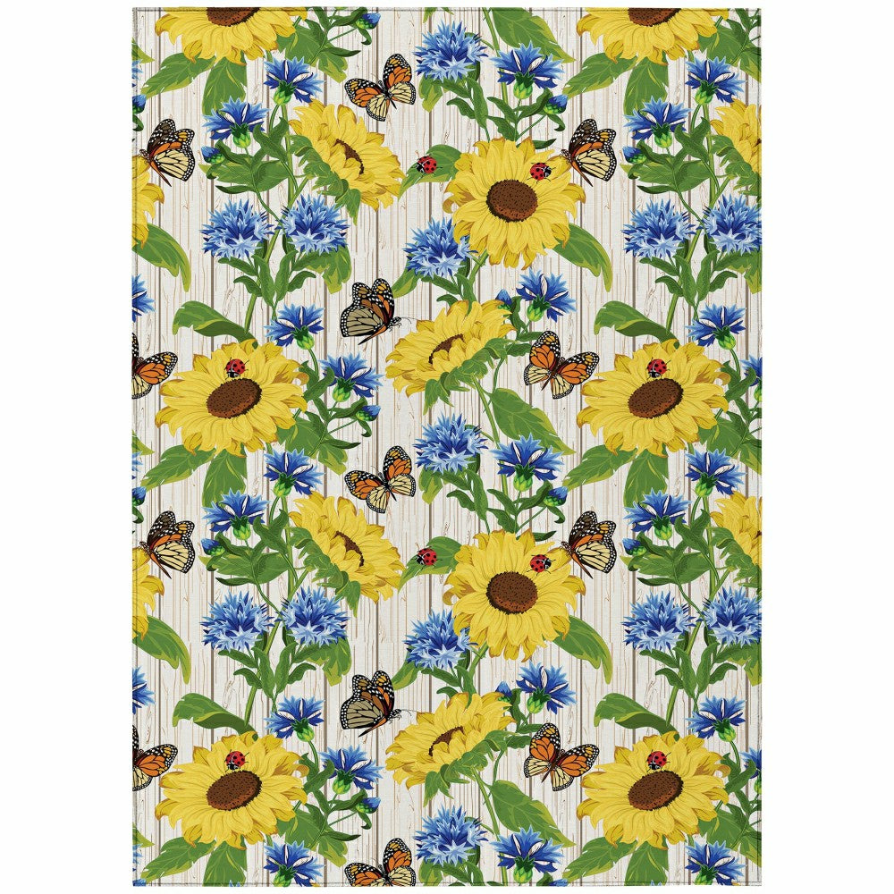 Kendall Sunflowers Polyester Area Rug | Plow & Hearth