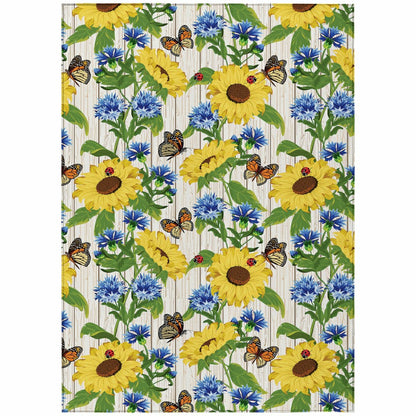 Kendall Sunflowers Polyester Area Rug | Plow & Hearth