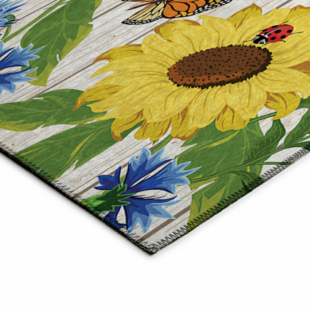 Kendall Sunflowers Polyester Area Rug | Plow & Hearth